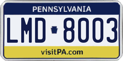 PA license plate LMD8003