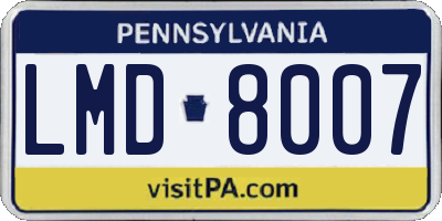 PA license plate LMD8007