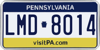 PA license plate LMD8014