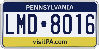 PA license plate LMD8016