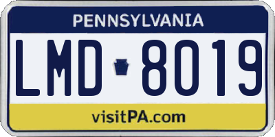 PA license plate LMD8019