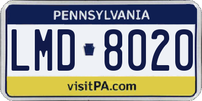 PA license plate LMD8020