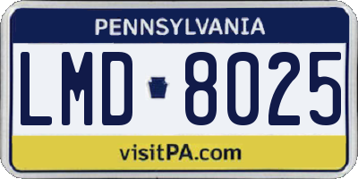 PA license plate LMD8025