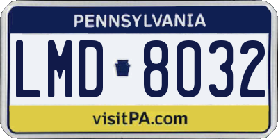 PA license plate LMD8032