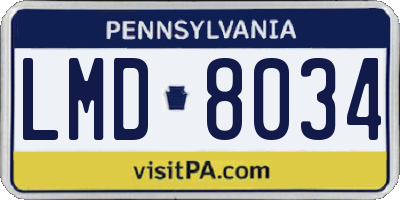 PA license plate LMD8034