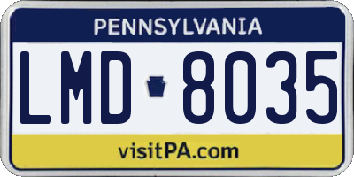 PA license plate LMD8035
