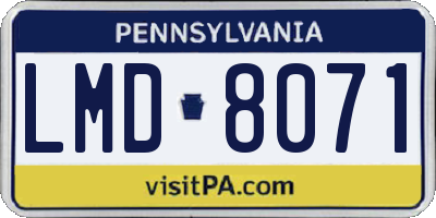 PA license plate LMD8071