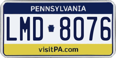 PA license plate LMD8076