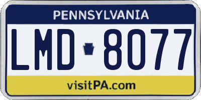 PA license plate LMD8077