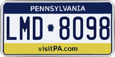 PA license plate LMD8098