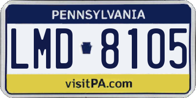 PA license plate LMD8105
