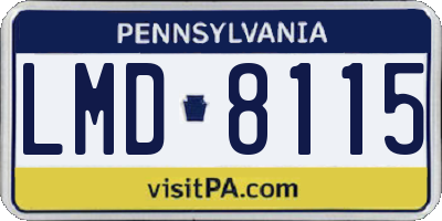 PA license plate LMD8115