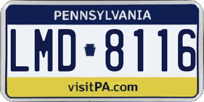 PA license plate LMD8116