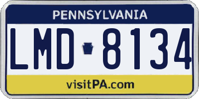 PA license plate LMD8134