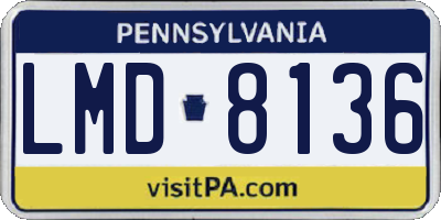 PA license plate LMD8136