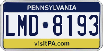 PA license plate LMD8193