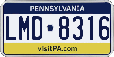 PA license plate LMD8316