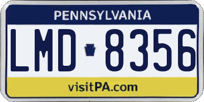 PA license plate LMD8356