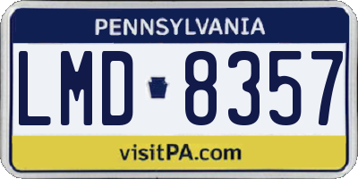 PA license plate LMD8357