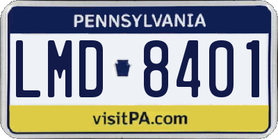 PA license plate LMD8401
