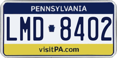 PA license plate LMD8402