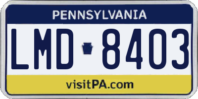 PA license plate LMD8403