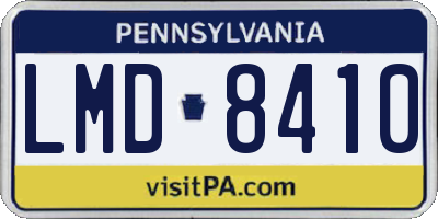 PA license plate LMD8410