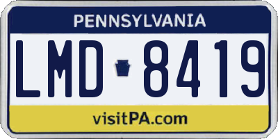 PA license plate LMD8419