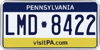 PA license plate LMD8422