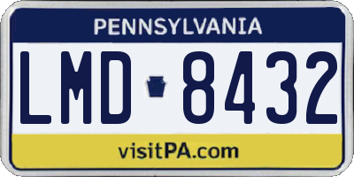 PA license plate LMD8432
