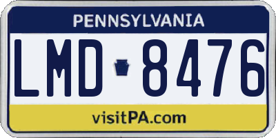 PA license plate LMD8476
