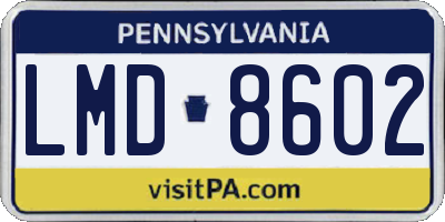 PA license plate LMD8602