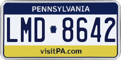 PA license plate LMD8642