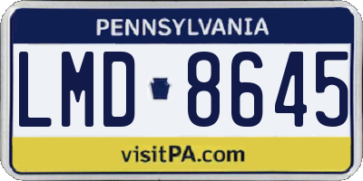 PA license plate LMD8645