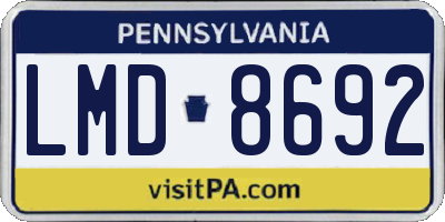 PA license plate LMD8692