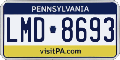 PA license plate LMD8693