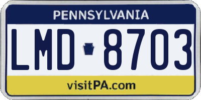 PA license plate LMD8703