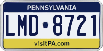 PA license plate LMD8721