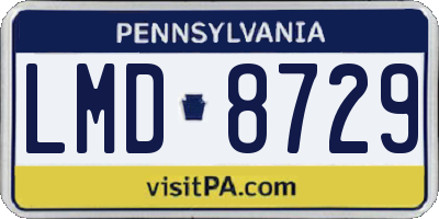 PA license plate LMD8729