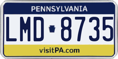 PA license plate LMD8735