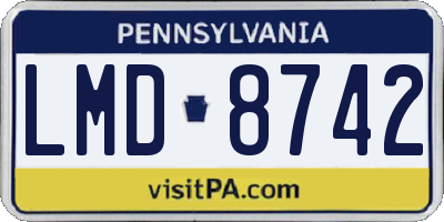 PA license plate LMD8742