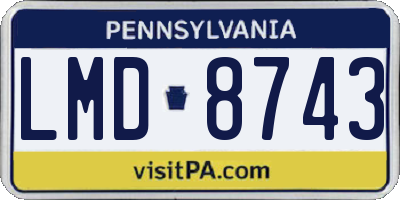 PA license plate LMD8743