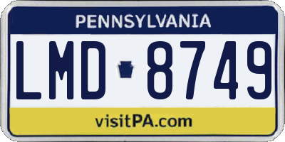 PA license plate LMD8749