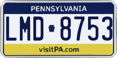PA license plate LMD8753