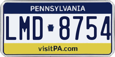 PA license plate LMD8754