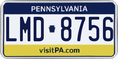 PA license plate LMD8756