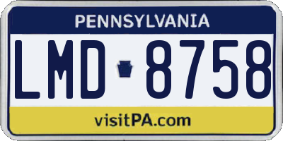 PA license plate LMD8758