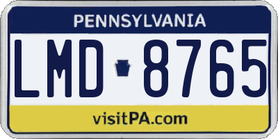 PA license plate LMD8765