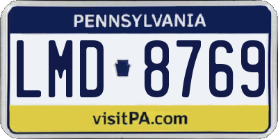 PA license plate LMD8769