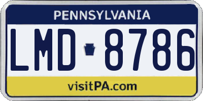 PA license plate LMD8786